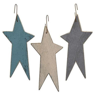 3 Set Farmhouse Colors Primitive Star Ornaments - The Fox Decor